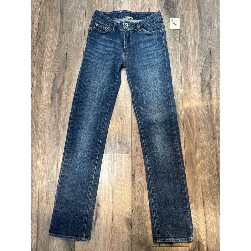 Levis READ Unisex Boys Girls Fits Like 7/8 Blue Denim Straight-Leg Jeans With Cl